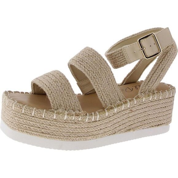 Wild Pair Shoes - Wild Pair Womens Showstopr Beige Woven Slingback Platform Sandals Shoes